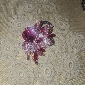 Source Unknown Radiant Pink and Red Brooch